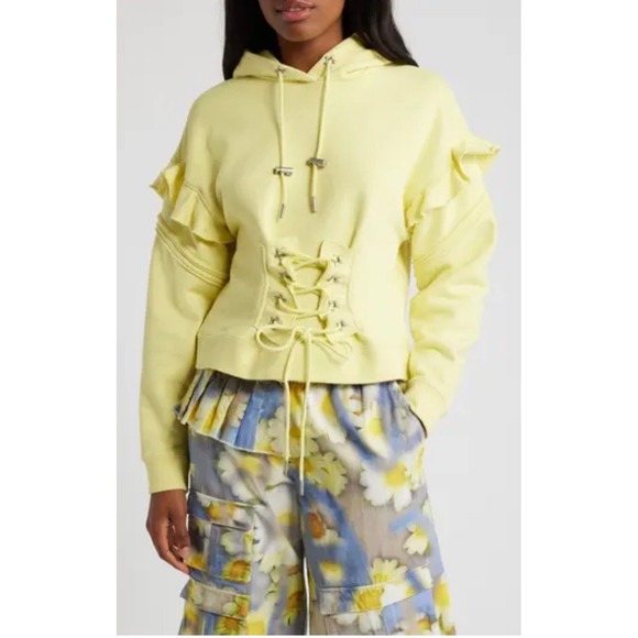 Puma Tops - B1 Puma x Collina Strada Yellow Lace Up Ruffle Hoodie Sweatshirt XL 624534-31